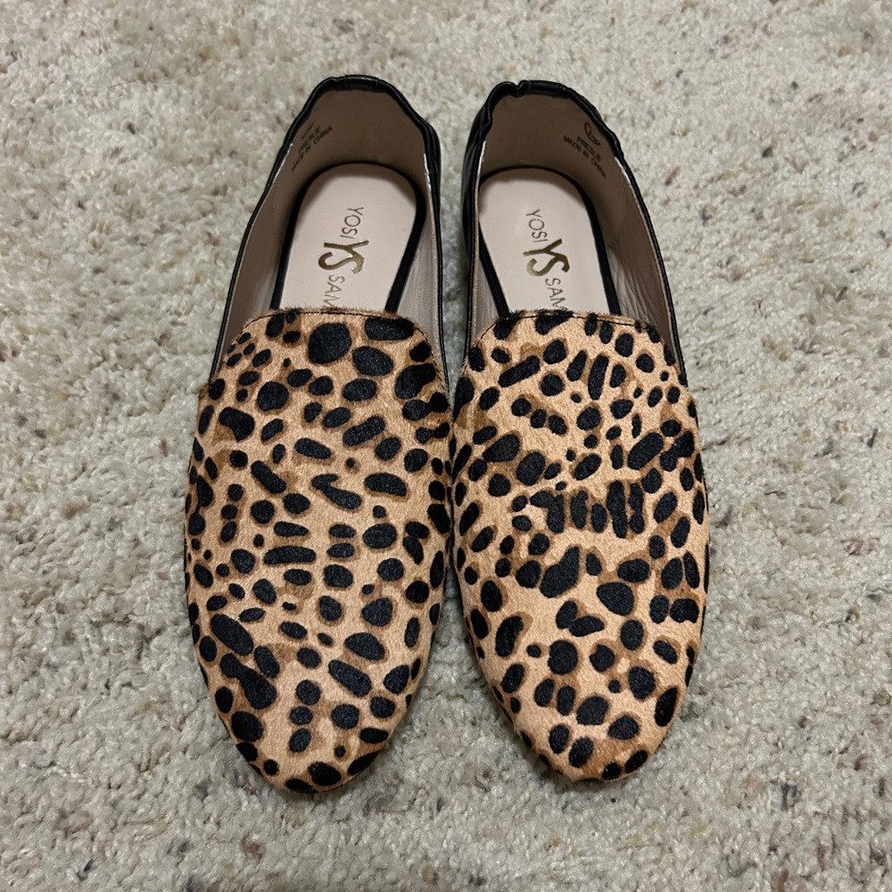 Yosi Samra Preslie Loafer in Leopard Calf Hair 7.5 New